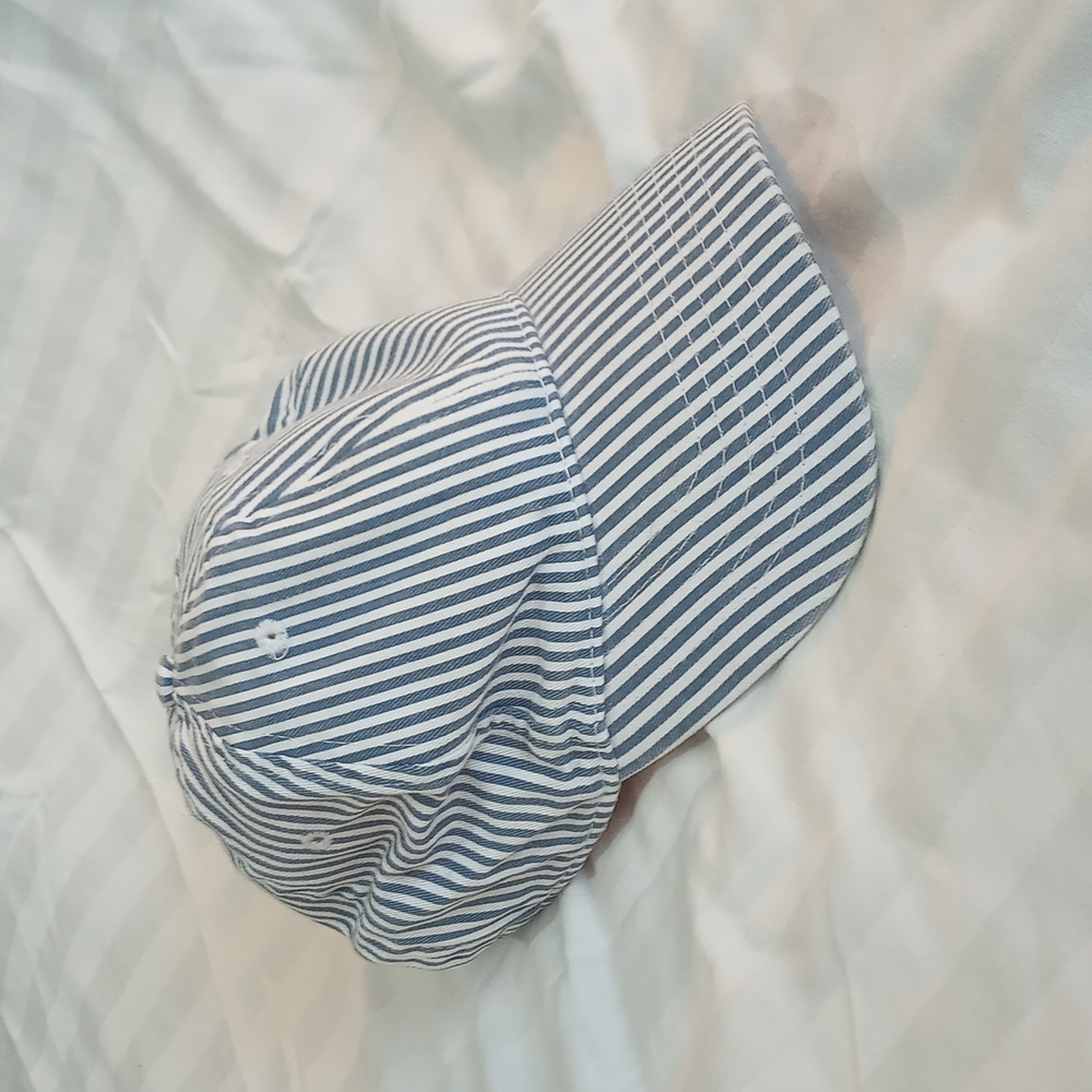 Blue and White Striped Ball Cap